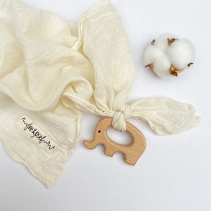 Holzgreifling Elefant mit Kuscheltuch